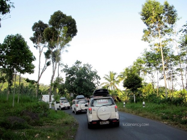 Jalan aspal berliku di daerah Lumajang.