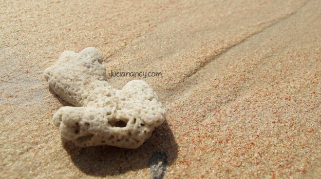 Lihat detail pasirnya deh, ada pecahan koral merah yang membuat pasirnya berwarna merah muda.