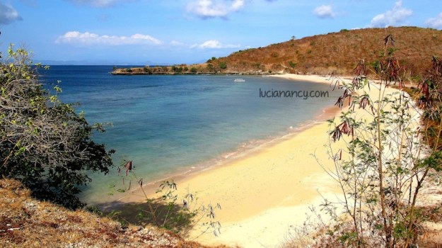 Pemandangan Pantai Tangsi dari sisi bukit yang menghadap matahari.